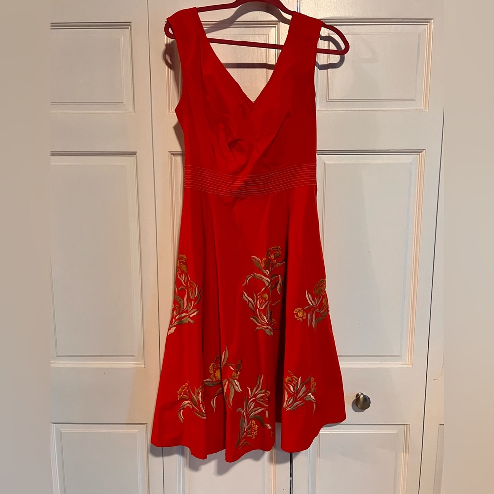 Embroidered Gold Flower Swing Dress Eshakti